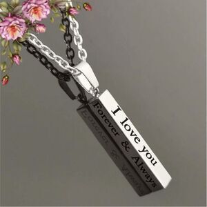 Stainless Steel‎ Three-dimensional Square Block necklace Pendant